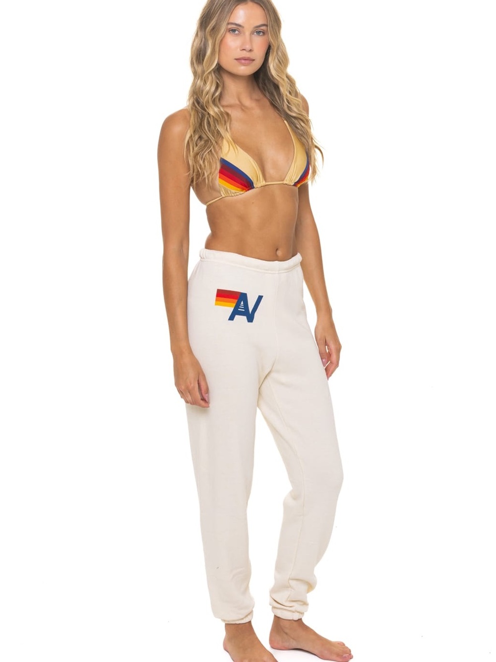 AVIATOR NATION LOGO SWEATPANTS - VINTAGE WHITE- SMALL